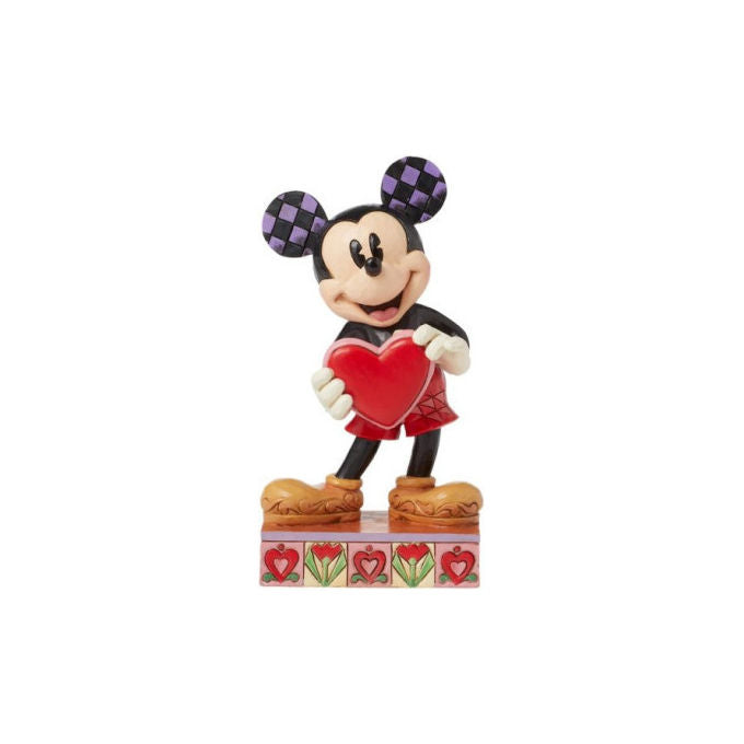 Disney Traditions, Statuetta Topolino con Cuore Personalizzabile, Jim Shore, Resina Effetto Pietra, 12.4 cm