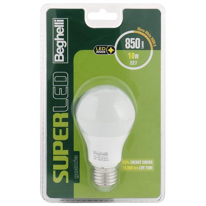Beghelli Lampadina LED E27 9W Luce Calda 2700K 15000 Ore