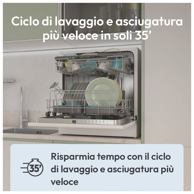 Candy CP 6E51LW RapidO Lavastoviglie Compatta 6 coperti Classe E 51 dB 5 programmi (44x55x50 cm) colore Bianco