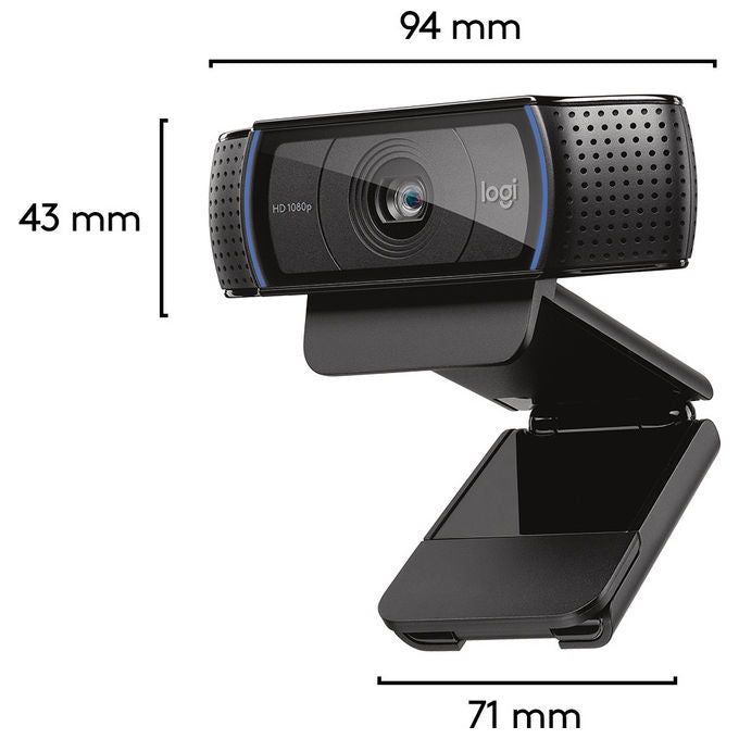 Logitech, Webcam HD Pro C920, Full HD 1080p, Audio Stereo, Correzione Luce HD