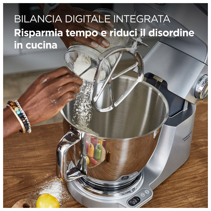 Kenwood Impastatrice Planetaria Titanium Chef Baker XL 7L 1200W con Bilancia
