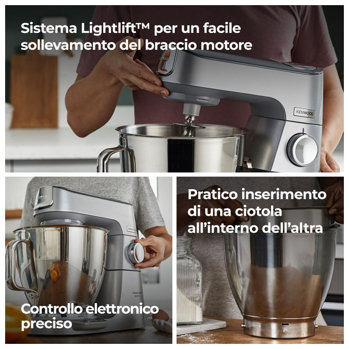 Kenwood Impastatrice Planetaria Titanium Chef Baker XL 7L 1200W con Bilancia