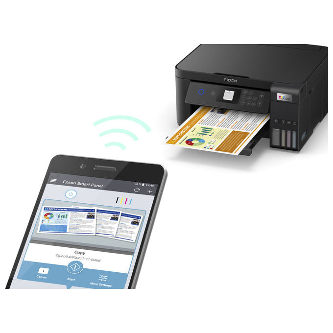 Epson C11CJ63405 EcoTank ET-2850 Stampante Multifunzione Inkjet A4 3 in 1 Serbatoi Ricaricabili Wi-Fi USB 5760x1440 DPI colore Nero