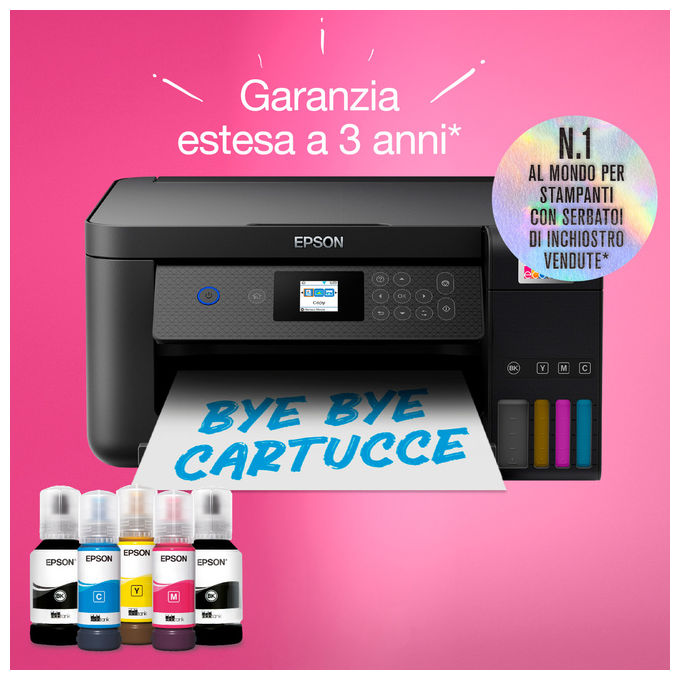 Epson C11CJ63405 EcoTank ET-2850 Stampante Multifunzione Inkjet A4 3 in 1 Serbatoi Ricaricabili Wi-Fi USB 5760x1440 DPI colore Nero