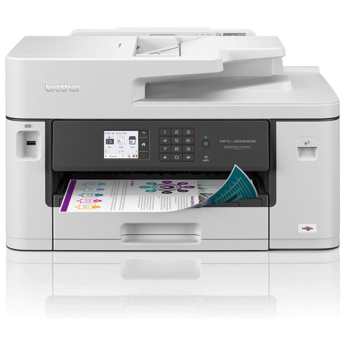 Brother MFCJ5340DWERE1 Stampante Multifunzione Inkjet A3 Colori 28 ppm Wi-Fi LAN USB Display Touch 6.8 cm ADF 50 fogli Cassetto 250 fogli colore Bianco