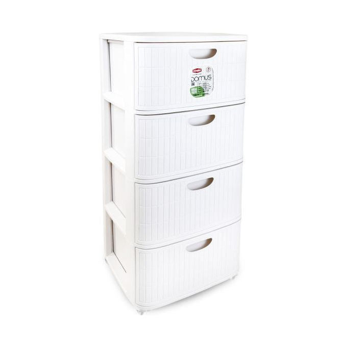 Stefanplast Cassettiera Domus 4 Cassetti Bianca 40x40x80 cm in Plastica Rigenerata