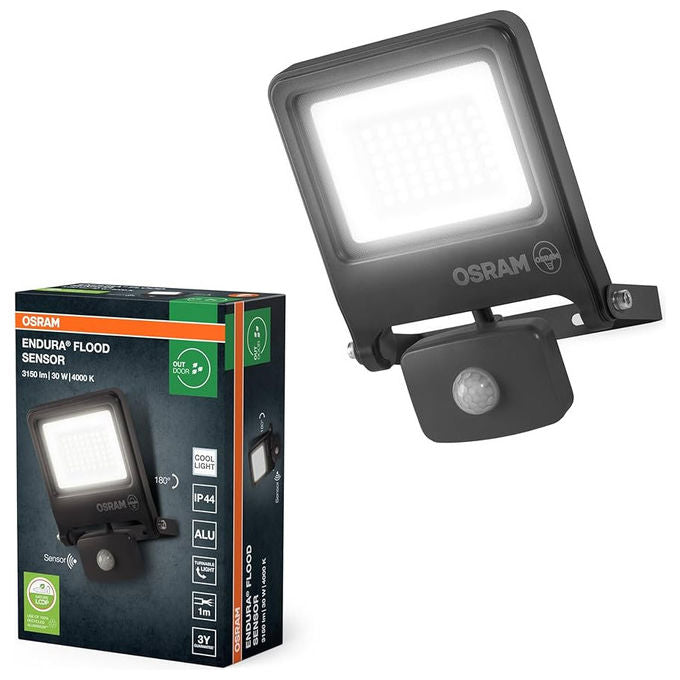 Osram Proiettore LED da Esterno con Sensore 30W 4000K Grigio