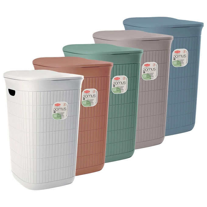 Domus Home Collection, Portabiancheria 50L Blu, Design Compatto, Plastica Rigenerata