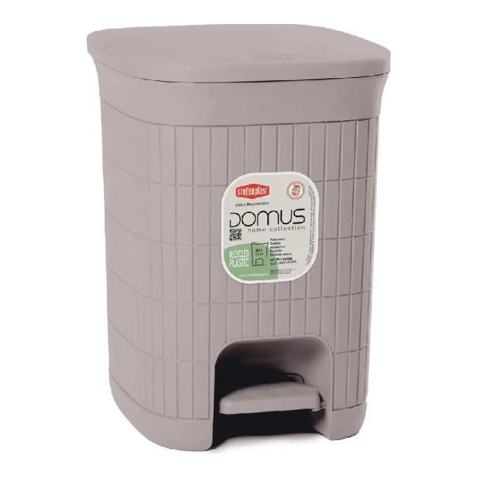 Stefanplast Pattumiera con Pedale Domus 20L Greige Plastica Riciclata