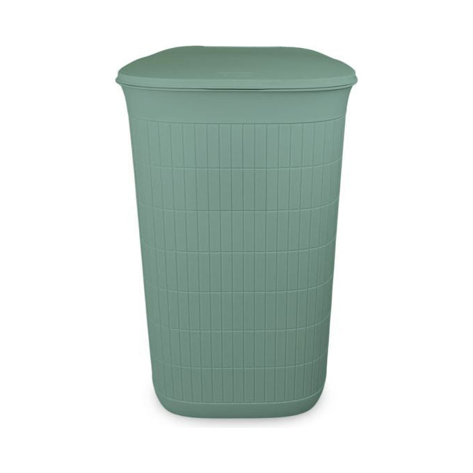 Stefanplast Cesto Portabiancheria Domus 50L Verde in Plastica Rigenerata Design Geometrico