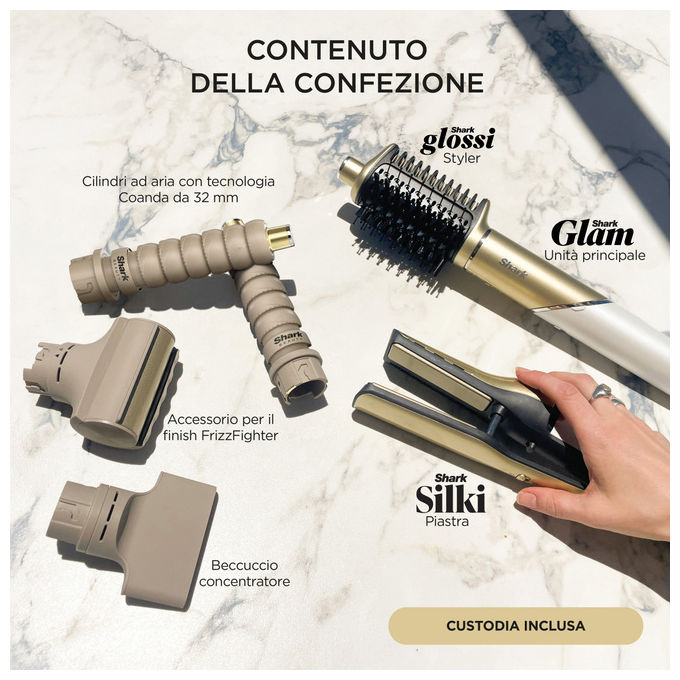Shark, Multistyler Airflow Oro, 1500 W, 5 Accessori Inclusi