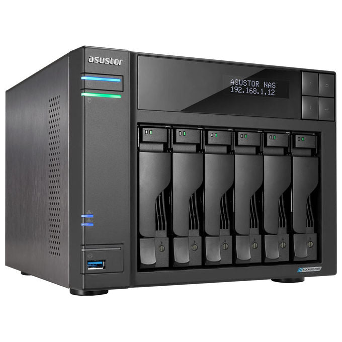 ASUSTOR Lockerstor 6 Gen2+ AS6706T v2, NAS 6 Alloggiamenti, CPU Quad-Core, 8GB RAM, 4 Slot M.2