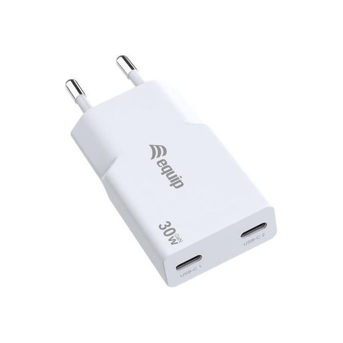 Equip 245524 Caricabatterie GaN USB-C Power Delivery 30W 2 Porte colore Bianco