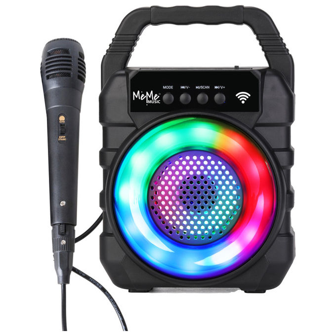MeMe Amplificatore Wireless con Microfono Giocattolo Musicale Luci LED RGB Nero