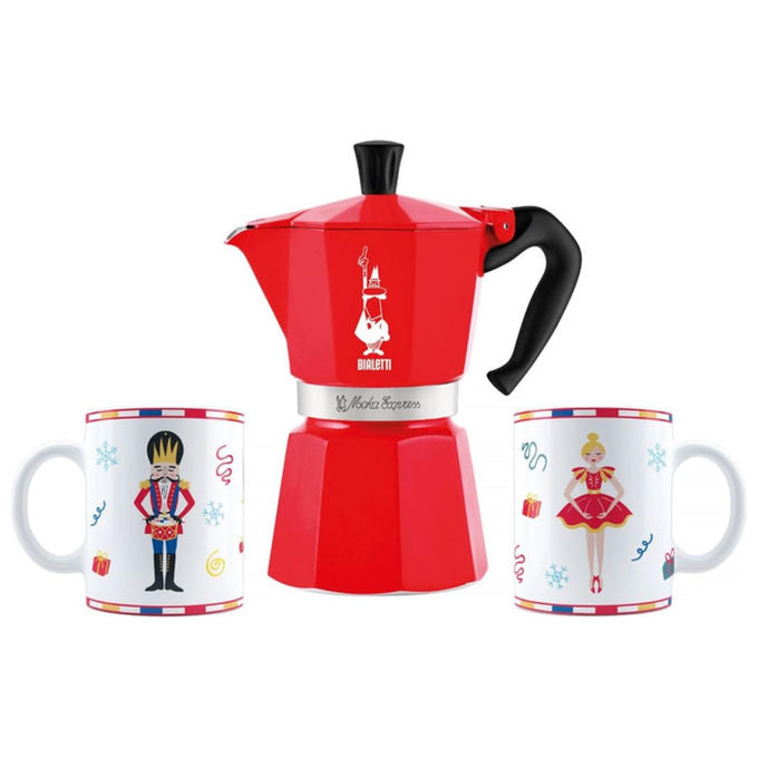 Bialetti, Moka Express Nutcracker Rossa, Caffettiera 3 Tazze, Alluminio