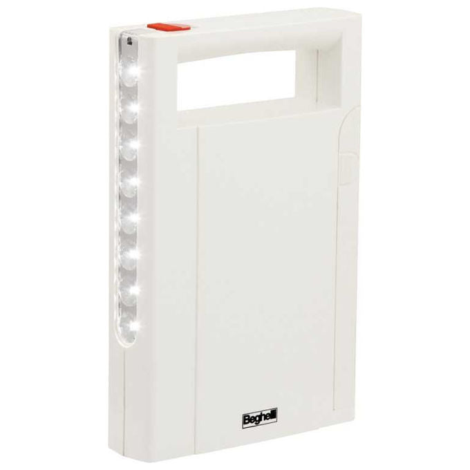 Beghelli Lampada Emergenza Portatile LED Bianca Plastica Antiurto 3310N