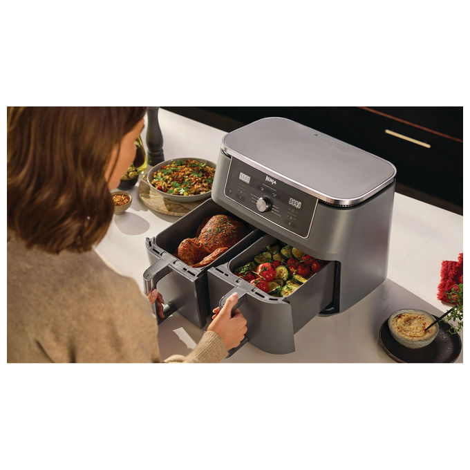 Ninja, Friggitrice ad Aria Doppia, 9.5 L, 2470 W, Grigio