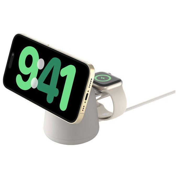 Belkin BoostCharge Pro Caricabatteria Wireless 2 in 1 Qi2 Beige 15W