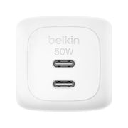 Belkin WCH019KQWH BoostCharge Caricabatterie da Parete 2 Porte USB-C GaN 50W Ricarica Rapida PD PPS colore Bianco