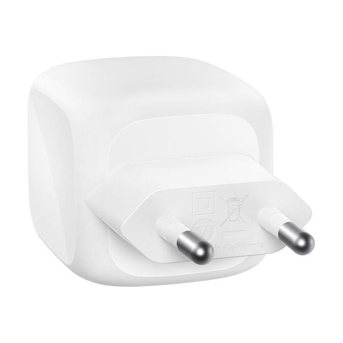 Belkin WCH019KQWH BoostCharge Caricabatterie da Parete 2 Porte USB-C GaN 50W Ricarica Rapida PD PPS colore Bianco