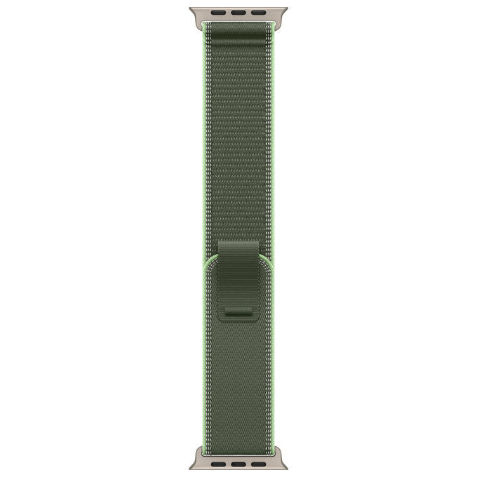 Apple, Cinturino Trail Loop Verde Neon, 49 mm, M-L, Titanio Naturale