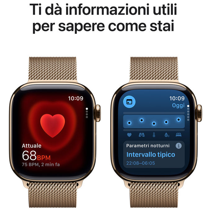 Apple, Watch Series 11 GPS + Cellular 42mm, Titanio Oro con Loop Milanese