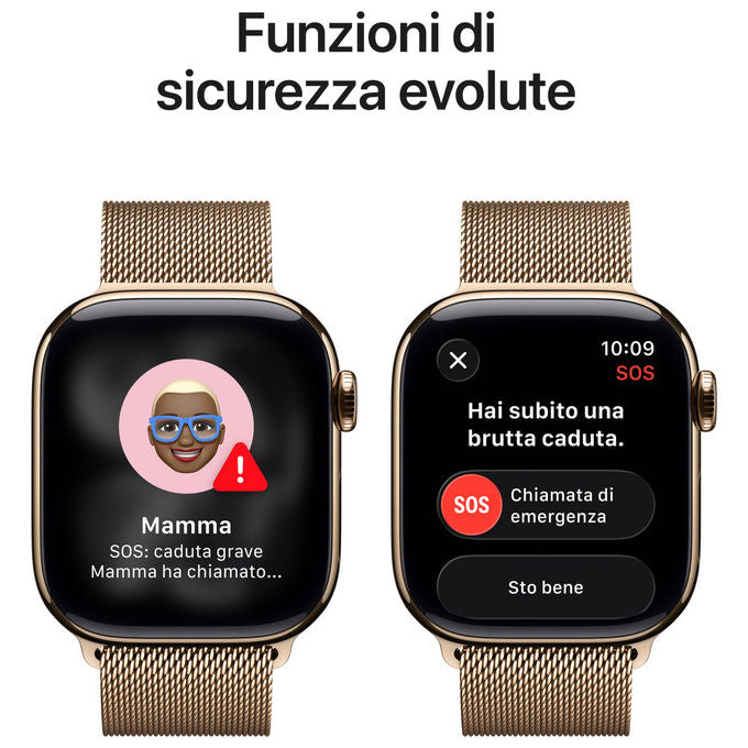 Apple, Watch Series 11 GPS + Cellular 42mm, Titanio Oro con Loop Milanese