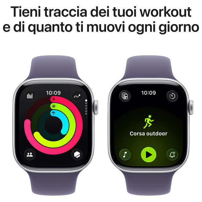 Apple Watch Series 11 GPS + Cellular 46mm Alluminio Argento Sport Band Viola Nebbia