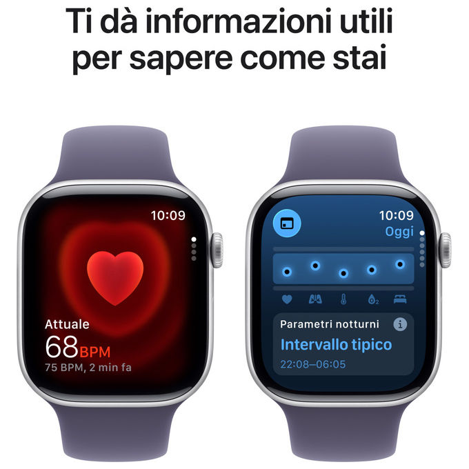 Apple Watch Series 11 GPS + Cellular 46mm Alluminio Argento Sport Band Viola Nebbia