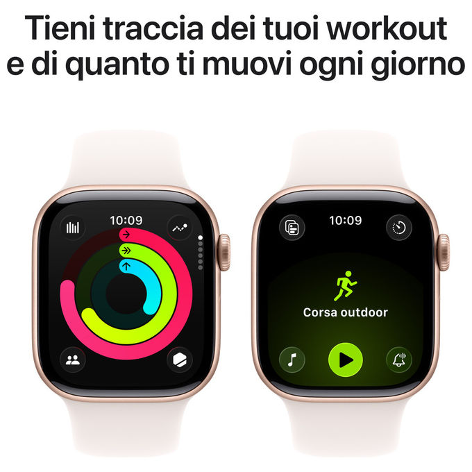 Apple Watch Series 11 GPS 42mm Cassa Alluminio Oro Rosa Cinturino Rosa Fard M-L