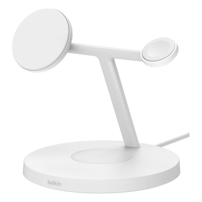 Belkin BoostCharge Pro, Caricatore Wireless 3-in-1 Qi2, Ricarica Rapida, Bianco, per Smartphone, Cuffie e Orologi