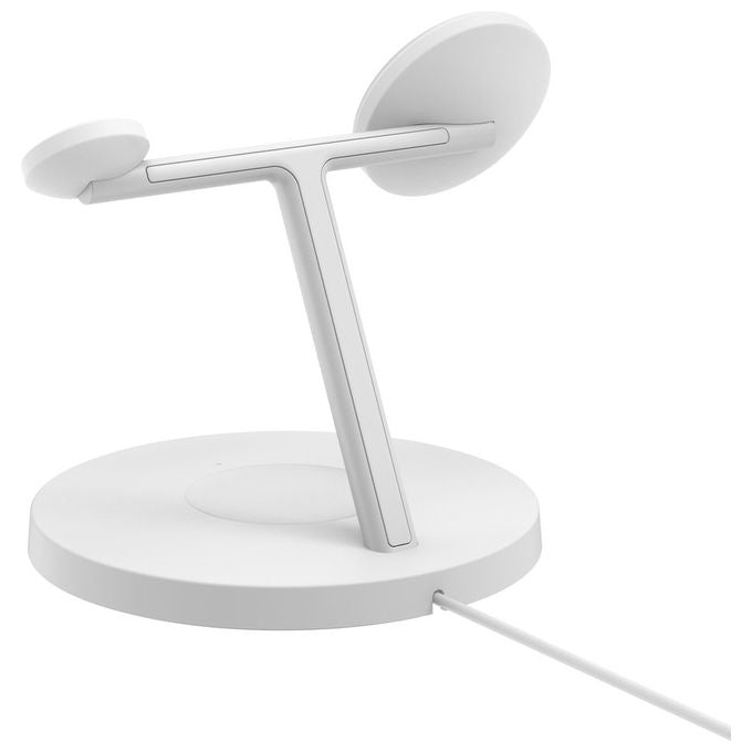 Belkin BoostCharge Pro, Caricatore Wireless 3-in-1 Qi2, Ricarica Rapida, Bianco, per Smartphone, Cuffie e Orologi