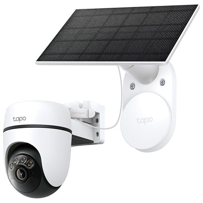 Tapo TC90KIT Telecamera IP Esterna Pan Tilt 2K 3MP 360° Wi-Fi Pannello Solare Rilevamento AI IP65 colore Bianco
