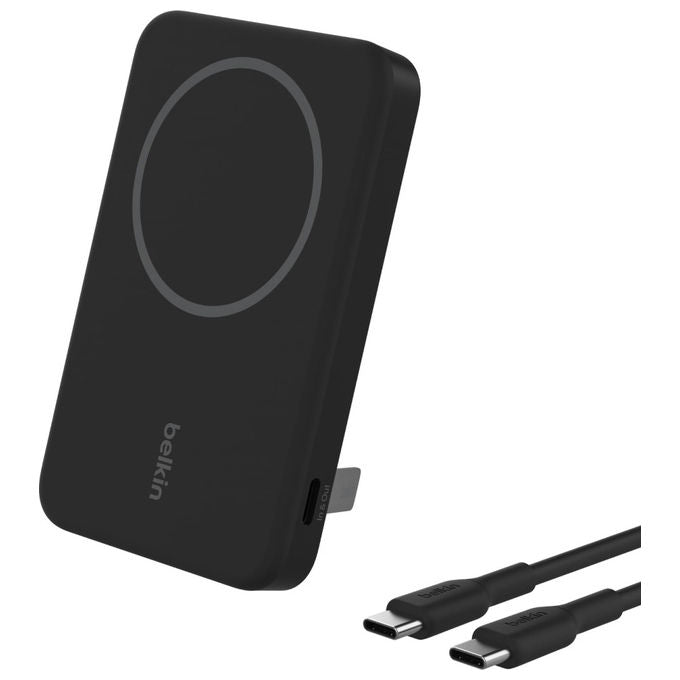 Belkin BPD006BTBK BoostCharge Pro Power Bank Wireless Qi2 15W 5000 mAh MagSafe Supporto Integrato colore Nero