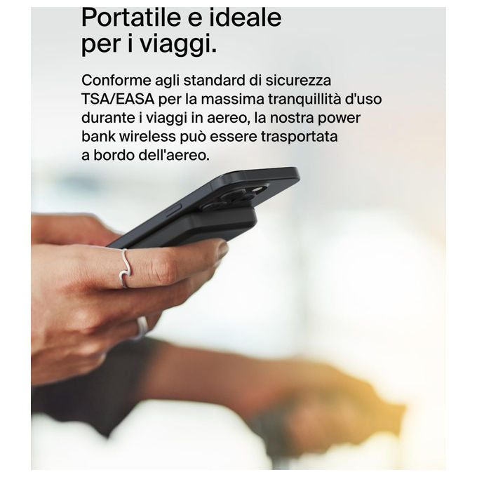 Belkin BPD006BTBK BoostCharge Pro Power Bank Wireless Qi2 15W 5000 mAh MagSafe Supporto Integrato colore Nero