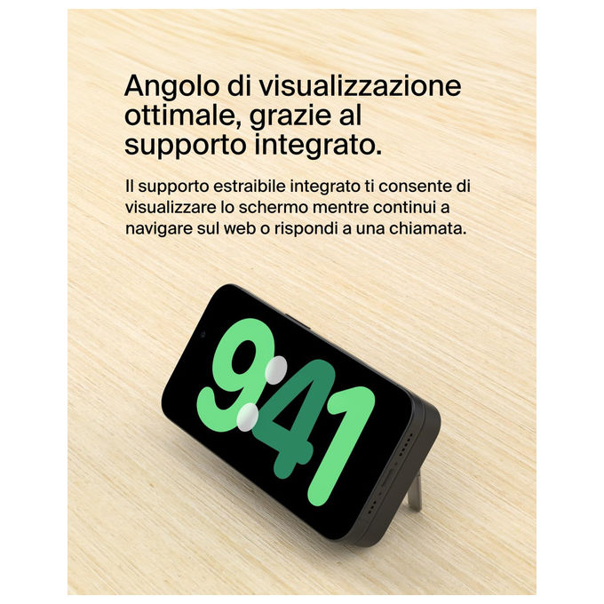 Belkin BPD006BTBK BoostCharge Pro Power Bank Wireless Qi2 15W 5000 mAh MagSafe Supporto Integrato colore Nero