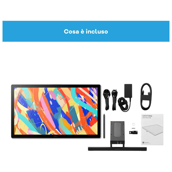 Wacom, Cintiq 24, Tavoletta grafica con schermo, 2.5K, Con penna Wacom Pro Pen 3, Supporto regolabile, Vetro antiriflesso