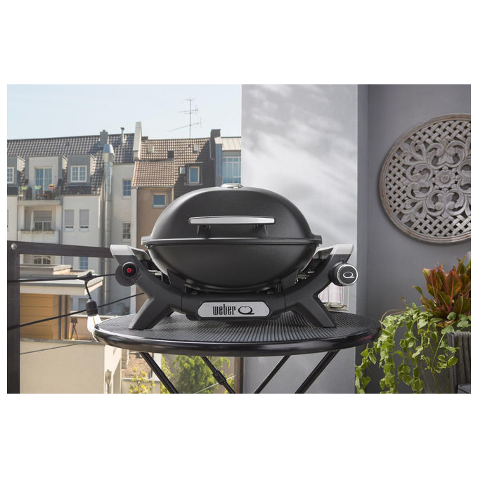 Weber Q1100N, Barbecue da Tavolo GPL, Nero e Grigio, 2930W, Portatile, con Griglia in Ghisa