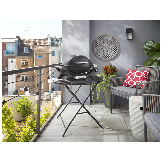 Weber Q1100N, Barbecue da Tavolo GPL, Nero e Grigio, 2930W, Portatile, con Griglia in Ghisa