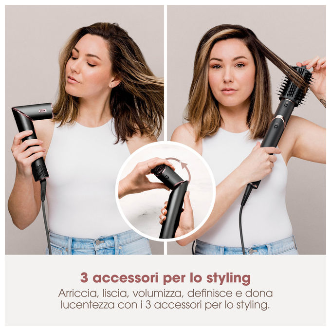 Shark FlexStyle HD426EU, Multistyler e Asciugacapelli 3-in-1, Nero, 1650 W