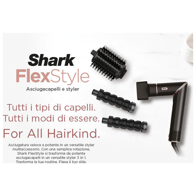 Shark FlexStyle HD426EU, Multistyler e Asciugacapelli 3-in-1, Nero, 1650 W