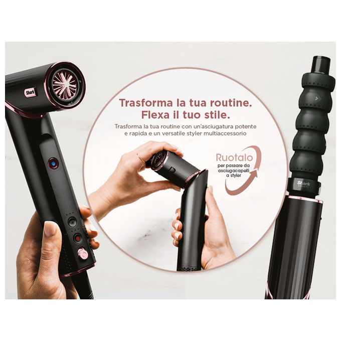 Shark FlexStyle HD426EU, Multistyler e Asciugacapelli 3-in-1, Nero, 1650 W