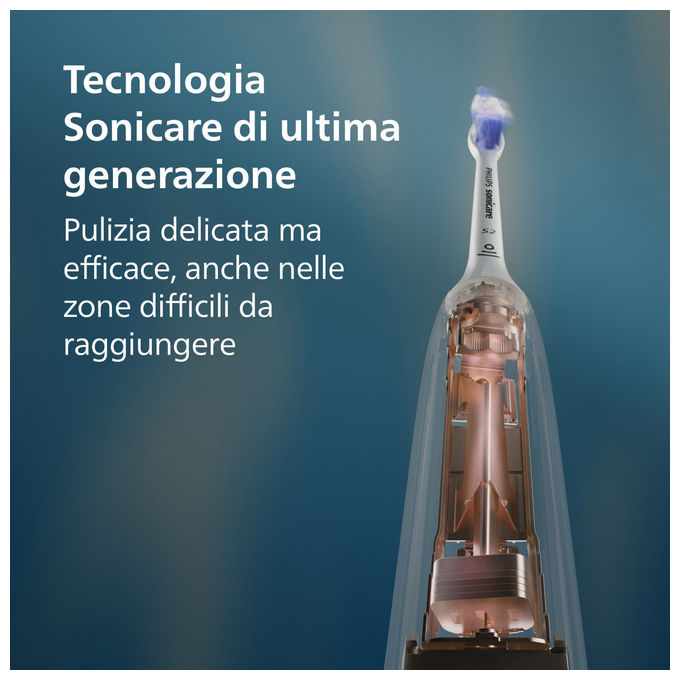 Philips HX7119-01 Sonicare 5500 Spazzolino elettrico sonico 2 modalita' Timer autonomia 3 settimane colore Bianco e Blu Navy