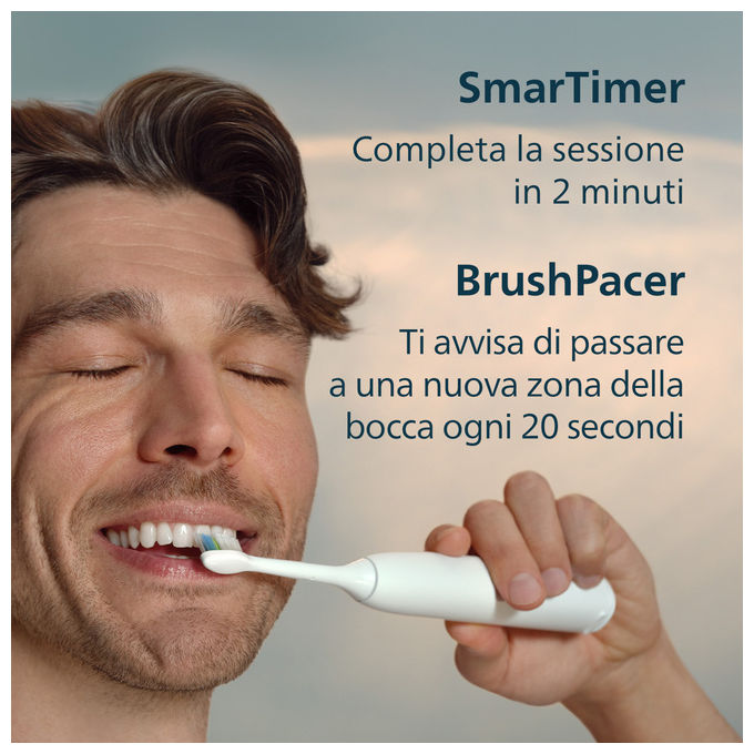 Philips HX7119-01 Sonicare 5500 Spazzolino elettrico sonico 2 modalita' Timer autonomia 3 settimane colore Bianco e Blu Navy