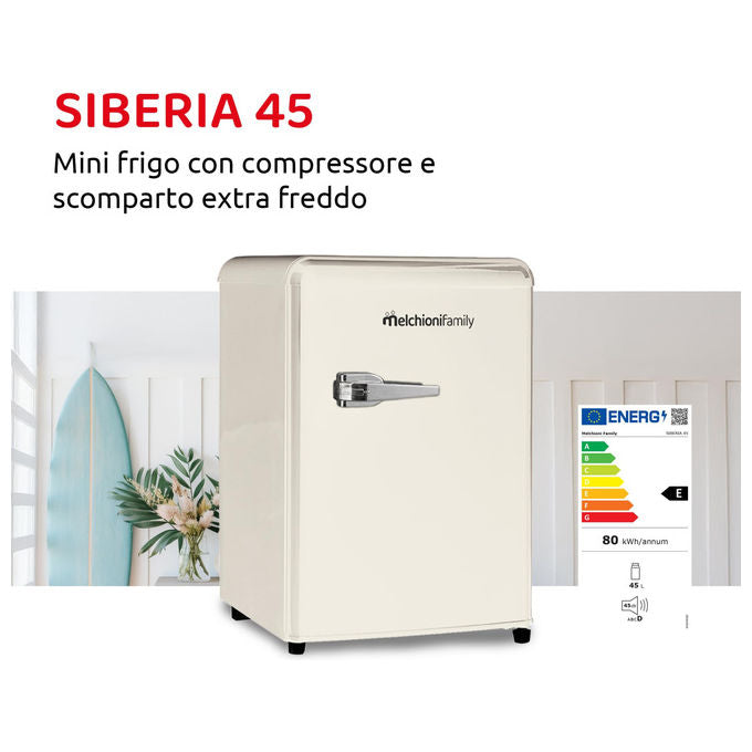 Melchioni 118700253 Siberia Frigorifero Monoporta 45 L 58 cm Classe E 45 dB Compressore colore Avorio