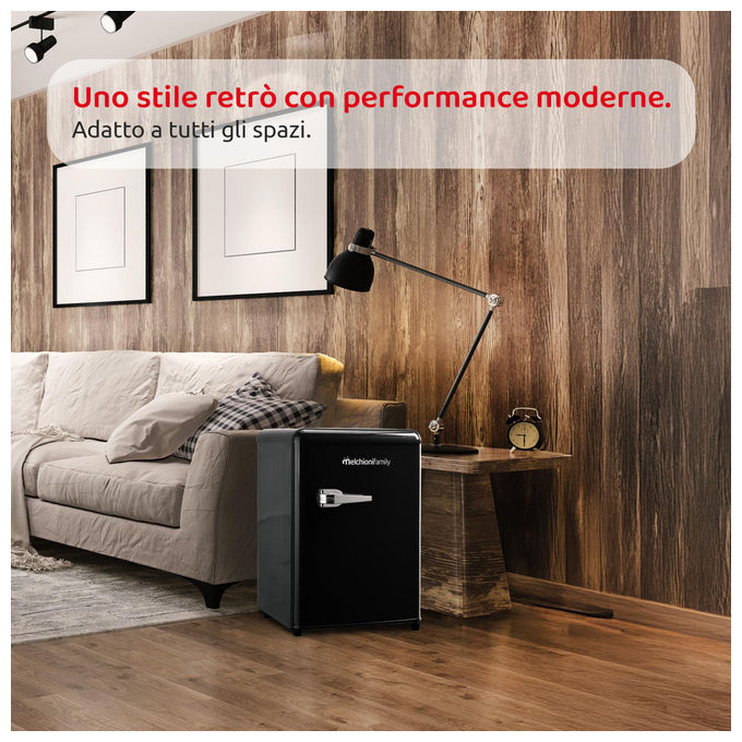 Melchioni 118700260 Siberia 45 Minifrigo Vintage 45 L 58 cm Classe E 45 dB Compressore colore Nero