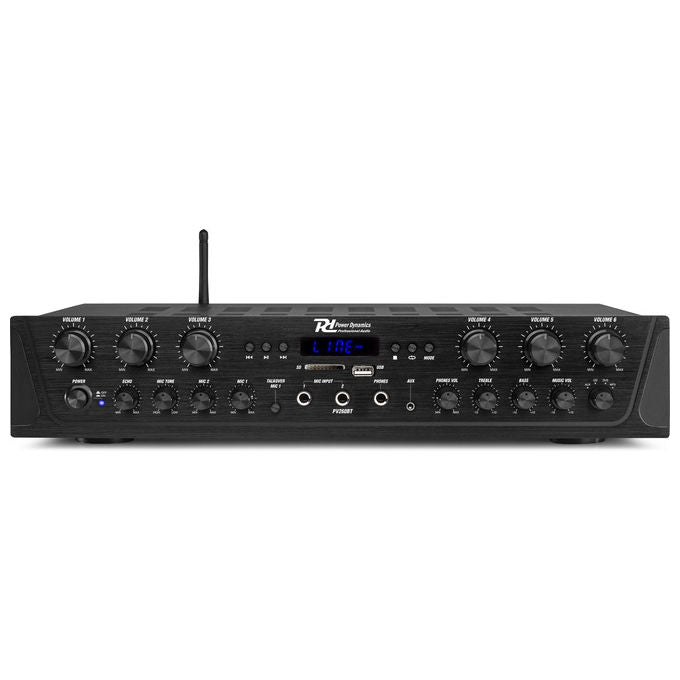 Power Dynamics PV260BT Amplificatore Multicanale 6 Zone 600W Bluetooth USB SD Radio FM colore Nero