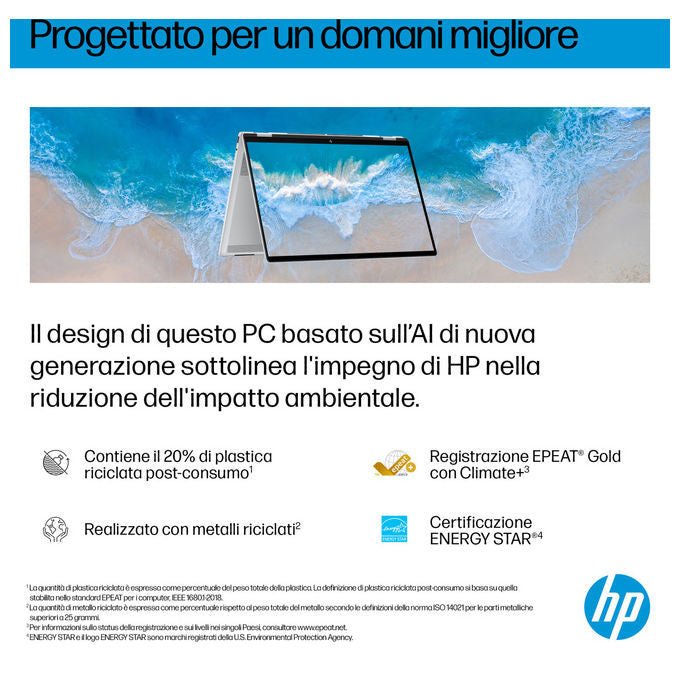 HP OMNIBOOK X FLIP D3ZK7EA Laptop 2-in-1 Intel Core Ultra 7 32 GB SSD 1 TB 16'' colore Argento