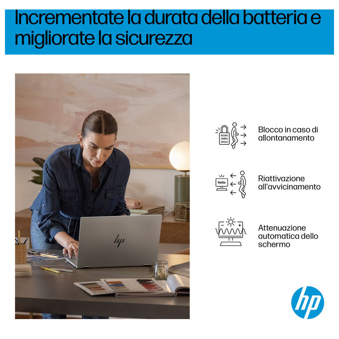 HP OMNIBOOK X FLIP D3ZK7EA Laptop 2-in-1 Intel Core Ultra 7 32 GB SSD 1 TB 16'' colore Argento
