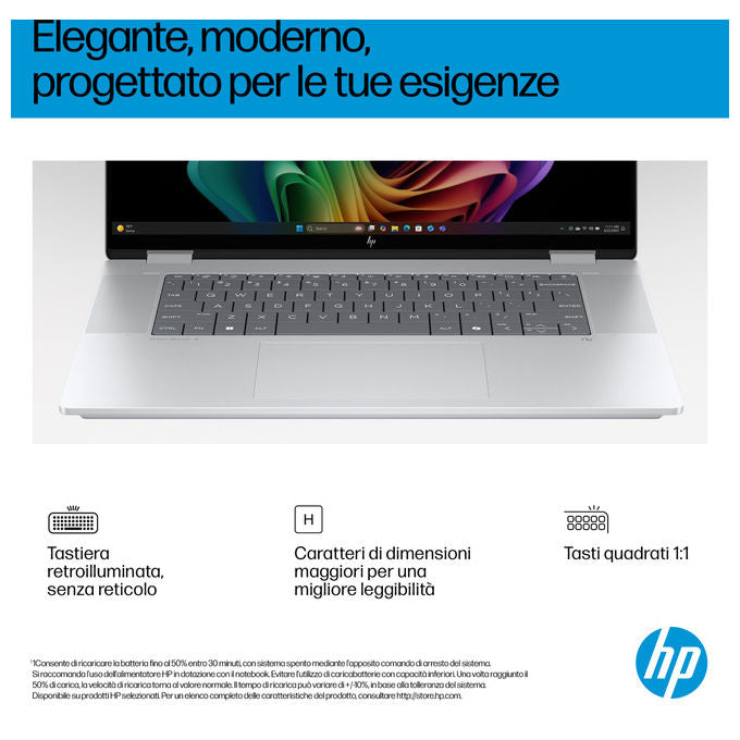 HP OMNIBOOK X FLIP D3ZK7EA Laptop 2-in-1 Intel Core Ultra 7 32 GB SSD 1 TB 16'' colore Argento